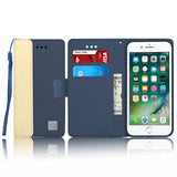 IPhone 7 Leather Wallet Pouch Card Slot Case Cover Blue