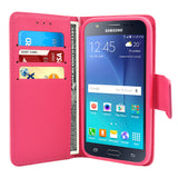 Samsung Galaxy J5 2016 Folio Cover with Credit Card ID Holders Leather Wallet Pouch Case Cover Pink
