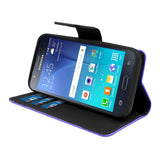 Samsung Galaxy J5 2016 Folio Cover with Credit Card ID Holders Leather Wallet Pouch Case Cover Purple