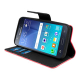 Samsung Galaxy J5 2016 Folio Cover with Credit Card ID Holders Leather Wallet Pouch Case Cover Red