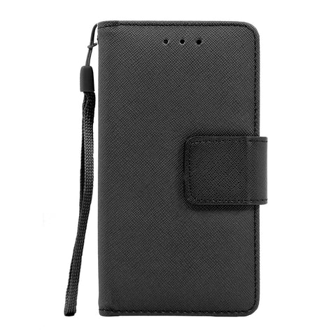 Samsung Galaxy J7 2016 Folio Cover with Credit Card ID Holders Leather Wallet Pouch Case Cover Black