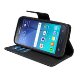 Samsung Galaxy J7 2016 Folio Cover with Credit Card ID Holders Leather Wallet Pouch Case Cover Black
