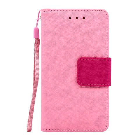 Samsung Galaxy J7 2016 Folio Cover with Credit Card ID Holders Leather Wallet Pouch Case Cover Pink