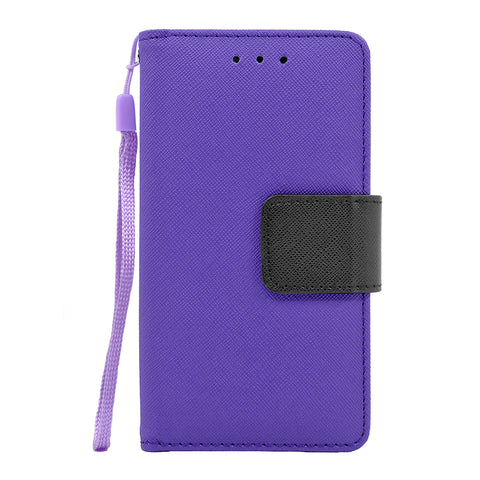 Samsung Galaxy J7 2016 Folio Cover with Credit Card ID Holders Leather Wallet Pouch Case Cover Purple