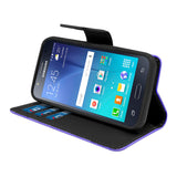 Samsung Galaxy J7 2016 Folio Cover with Credit Card ID Holders Leather Wallet Pouch Case Cover Purple