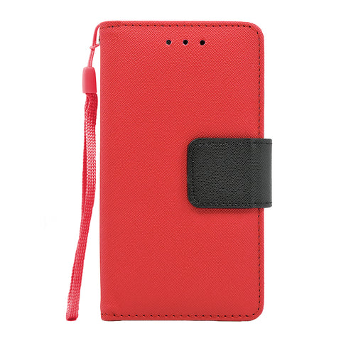 Samsung Galaxy J7 2016 Folio Cover with Credit Card ID Holders Leather Wallet Pouch Case Cover Red