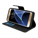 Samsung Galaxy S7 Edge Folio Cover with Credit Card ID Holders Leather Wallet Pouch Case Cover Black