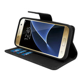 Samsung Galaxy S7 Folio Cover with Credit Card ID Holders Leather Wallet Pouch Case Cover Black