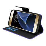 Samsung Galaxy S7 Folio Cover with Credit Card ID Holders Leather Wallet Pouch Case Cover Purple