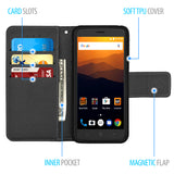 ZTE Max XL / N9560 Folio Cover with Credit Card ID Holders Leather Wallet Pouch Case Cover Black