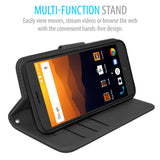 ZTE Max XL / N9560 Folio Cover with Credit Card ID Holders Leather Wallet Pouch Case Cover Black