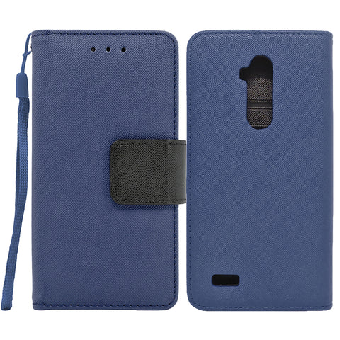 ZTE Max XL / N9560 Folio Cover with Credit Card ID Holders Leather Wallet Pouch Case Cover Blue