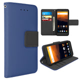 ZTE Max XL / N9560 Folio Cover with Credit Card ID Holders Leather Wallet Pouch Case Cover Blue