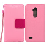 ZTE Max XL / N9560 Folio Cover with Credit Card ID Holders Leather Wallet Pouch Case Cover Pink