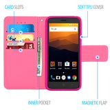 ZTE Max XL / N9560 Folio Cover with Credit Card ID Holders Leather Wallet Pouch Case Cover Pink