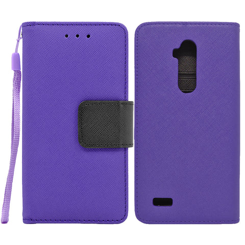 ZTE Max XL / N9560 Folio Cover with Credit Card ID Holders Leather Wallet Pouch Case Cover Purple