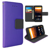 ZTE Max XL / N9560 Folio Cover with Credit Card ID Holders Leather Wallet Pouch Case Cover Purple