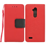 ZTE Max XL / N9560 Folio Cover with Credit Card ID Holders Leather Wallet Pouch Case Cover Red