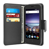 ZTE Prestige 2 / N9136 Folio Cover with Credit Card ID Holders Leather Wallet Pouch Case Cover Black