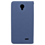 ZTE Prestige 2 / N9136 Folio Cover with Credit Card ID Holders Leather Wallet Pouch Case Cover Blue