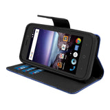 ZTE Prestige 2 / N9136 Folio Cover with Credit Card ID Holders Leather Wallet Pouch Case Cover Blue