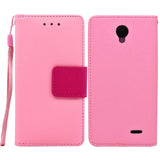 ZTE Prestige 2 / N9136 Folio Cover with Credit Card ID Holders Leather Wallet Pouch Case Cover Pink