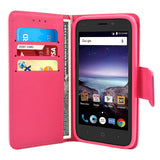 ZTE Prestige 2 / N9136 Folio Cover with Credit Card ID Holders Leather Wallet Pouch Case Cover Pink