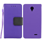 ZTE Prestige 2 / N9136 Folio Cover with Credit Card ID Holders Leather Wallet Pouch Case Cover Purple