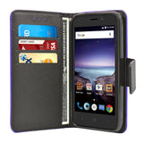 ZTE Prestige 2 / N9136 Folio Cover with Credit Card ID Holders Leather Wallet Pouch Case Cover Purple