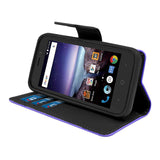 ZTE Prestige 2 / N9136 Folio Cover with Credit Card ID Holders Leather Wallet Pouch Case Cover Purple