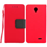 ZTE Prestige 2 / N9136 Folio Cover with Credit Card ID Holders Leather Wallet Pouch Case Cover Red