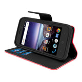 ZTE Prestige 2 / N9136 Folio Cover with Credit Card ID Holders Leather Wallet Pouch Case Cover Red