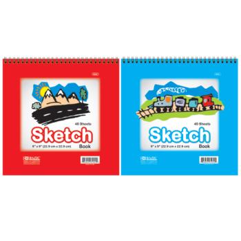BAZIC 40 Ct. 9" X 9" Top Bound Spiral Premium Sketch Book Case Pack 48