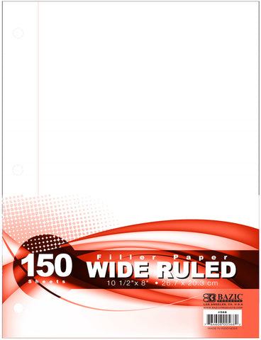 BAZIC Filler Paper Wide Ruled - 150 Sheets Case Pack 24