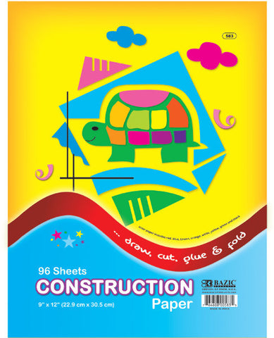 BAZIC 96 Ct. 9" X 12" Construction Paper Case Pack 24