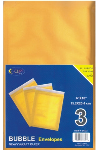 Bubble Mailers - 6" x 10" - 3 pack Case Pack 48