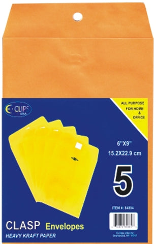 Clasp Envelopes - 6" x 9" - 5 count Case Pack 48