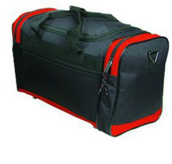 600D Poly 17" Duffel Bag - Black/Red Case Pack 24