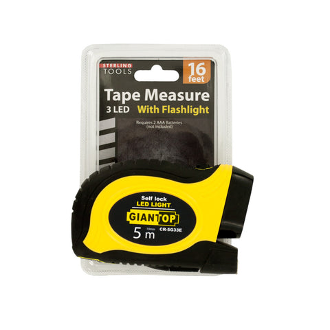 Self-Locking Tape Measure with LED Flashlight