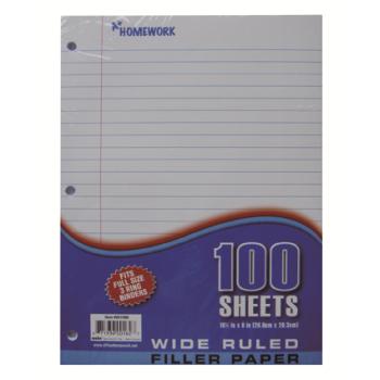Filler Paper Wide Ruled - 100 Sheets Case Pack 36