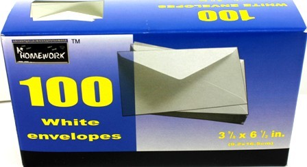 White Mailing Envelopes # 6 3/4 - 100 Count/Box Case Pack 24