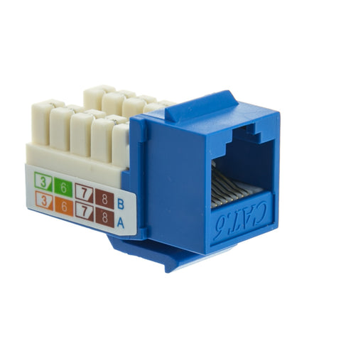 Cat 6 Keystone Jack, Blue, RJ45 Female to 110 Punch Down