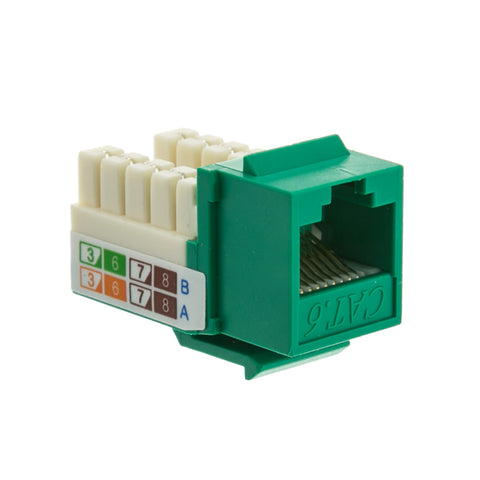Cat 6 Keystone Jack, Green, RJ45 Female to 110 Punch Down