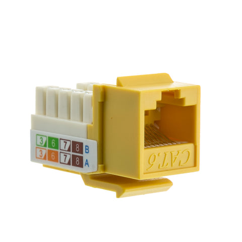 Cat 6 Keystone Jack, Yellow, RJ45 Female to 110 Punch Down