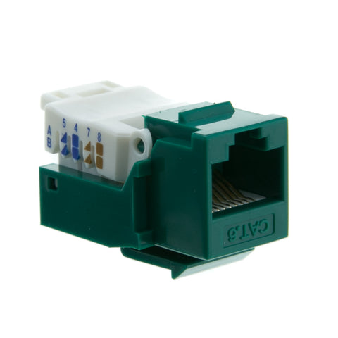 Cat 6 Keystone Jack, Green, Toolless, RJ45 Female