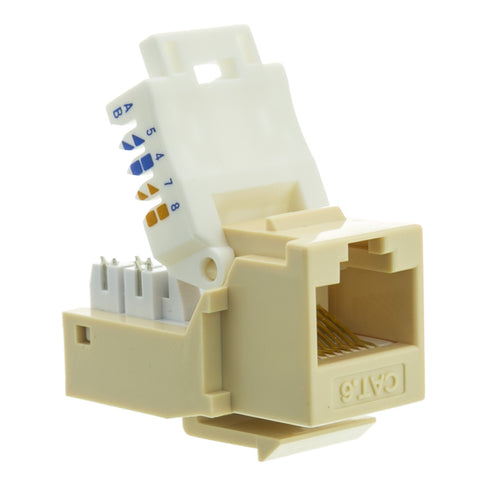 Cat 6 Keystone Jack, Beige / Ivory, Toolless, RJ45 Female