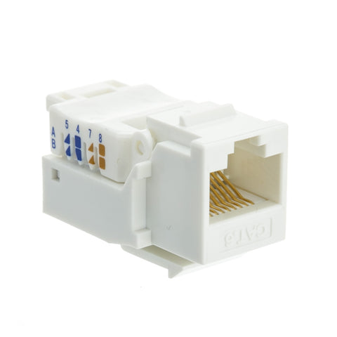 Cat 6 Keystone Jack, White, Toolless, RJ45 Female