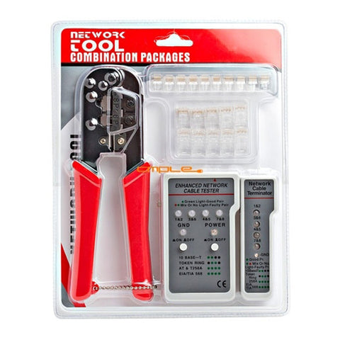 Cmple RJ-45/RJ12 Crimping Tool Kit w/ Network Tester and Modular Plugs