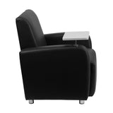 Flash Furniture Black Leather Guest Chair with Tablet Arm, Chrome Legs and Cup Holder [BT-8217-BK-GG]