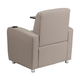 Flash Furniture Gray Leather Guest Chair with Tablet Arm, Chrome Legs and Cup Holder [BT-8217-GV-GG]